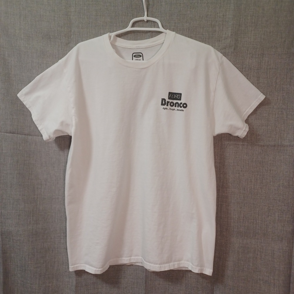 Ford T-Shirt Mens L White 1980 Ford Bronco Graphic Retro Truck Car Tee‎ Cotton